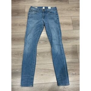 True Religion Halle Mid Rise Super Skinny Jeans Blue Denim Size 25